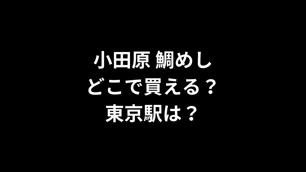 小田原 鯛めしはどこで買える？東京駅は？