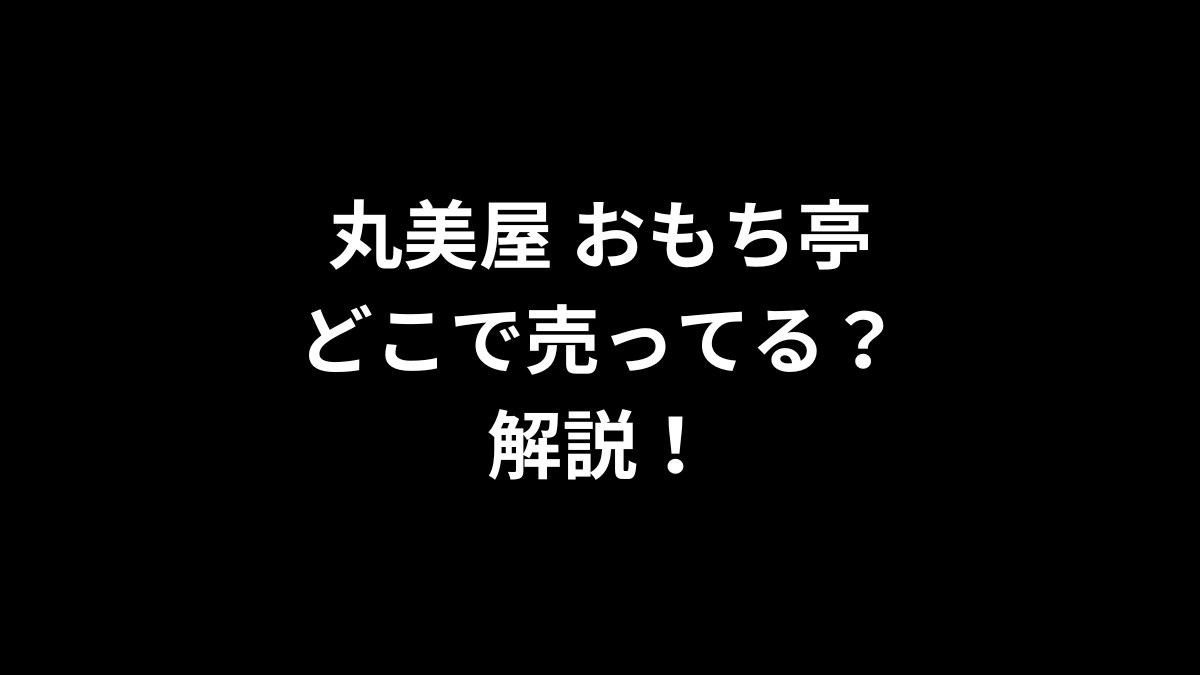 丸美屋 おもち亭はどこで売ってるのかを解説！