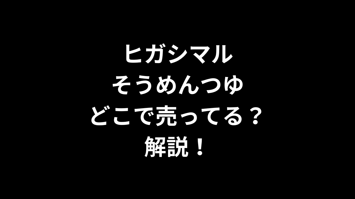 ヒガシマル そうめんつゆはどこで売ってるのかを解説！
