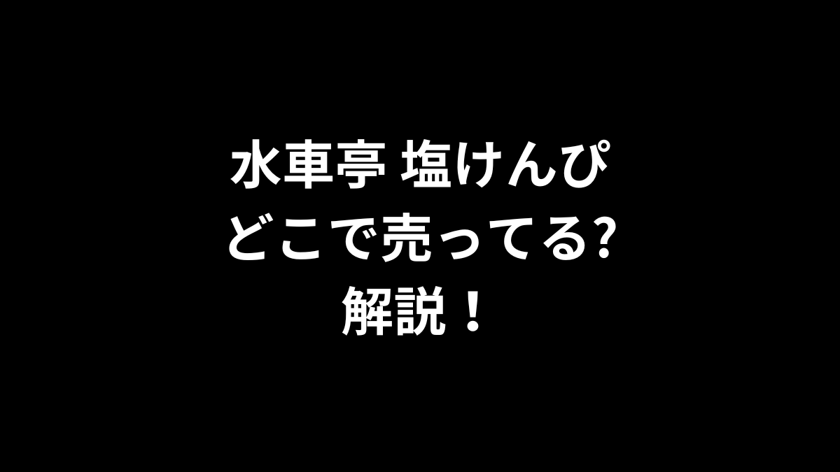 水車亭 塩けんぴはどこで売ってるのかを解説！